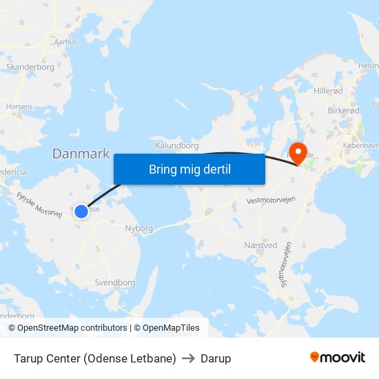 Tarup Center (Odense Letbane) to Darup map