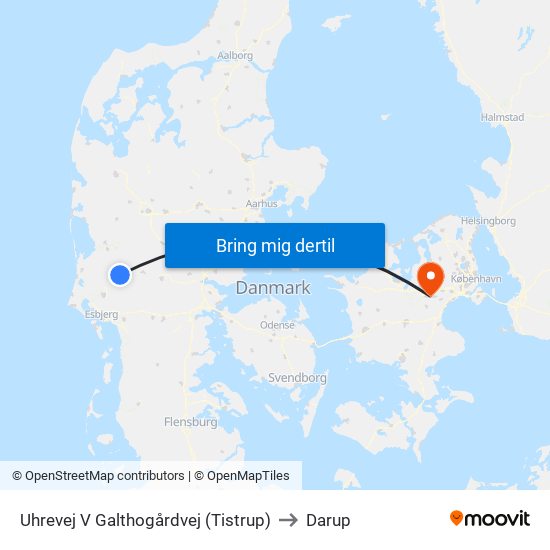 Uhrevej V Galthogårdvej (Tistrup) to Darup map