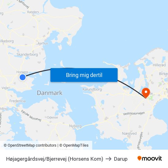 Højagergårdsvej/Bjerrevej (Horsens Kom) to Darup map