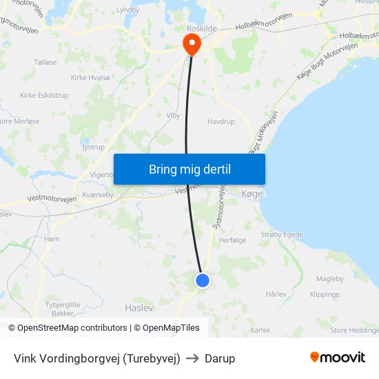 Vink Vordingborgvej (Turebyvej) to Darup map