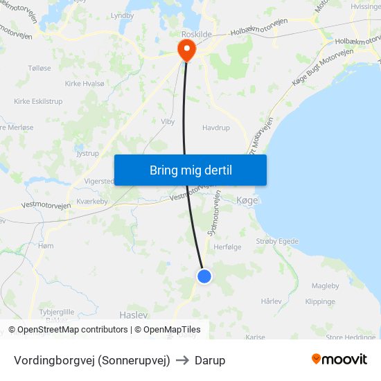 Vordingborgvej (Sonnerupvej) to Darup map