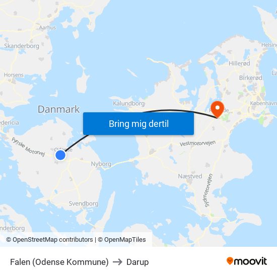 Falen (Odense Kommune) to Darup map