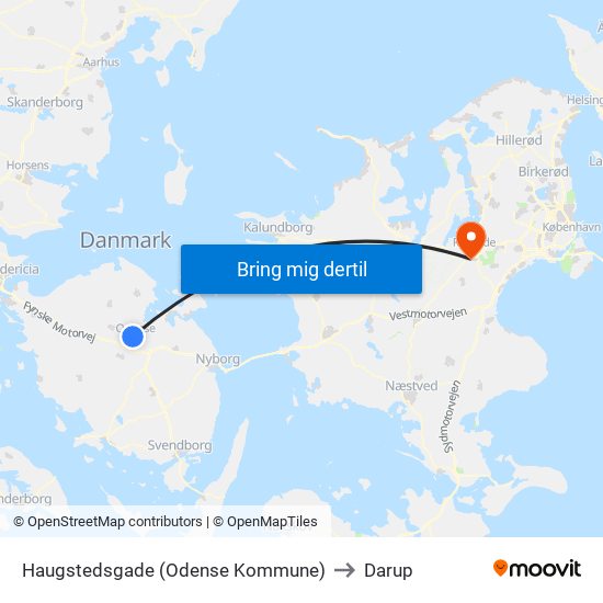 Haugstedsgade (Odense Kommune) to Darup map