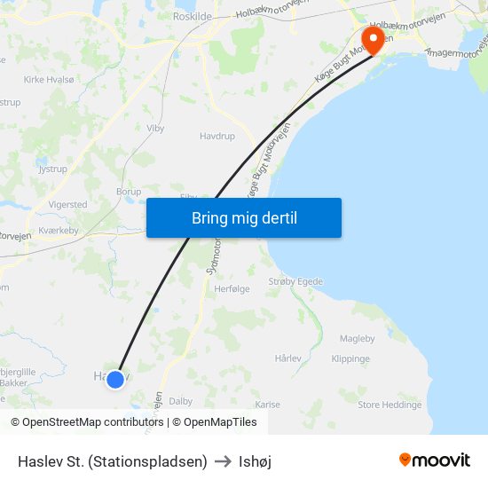 Haslev St. (Stationspladsen) to Ishøj map