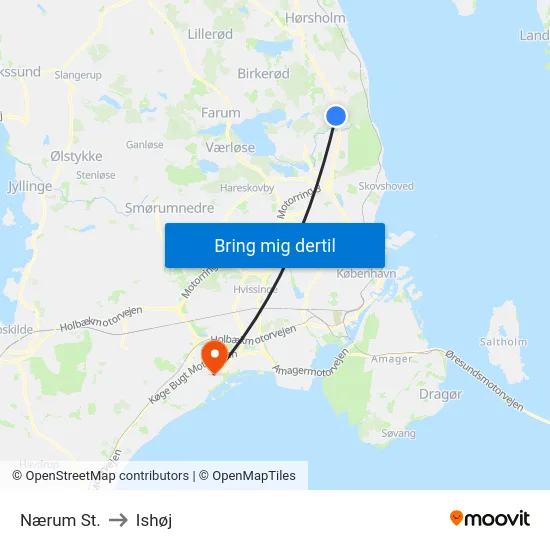 Nærum St. to Ishøj map