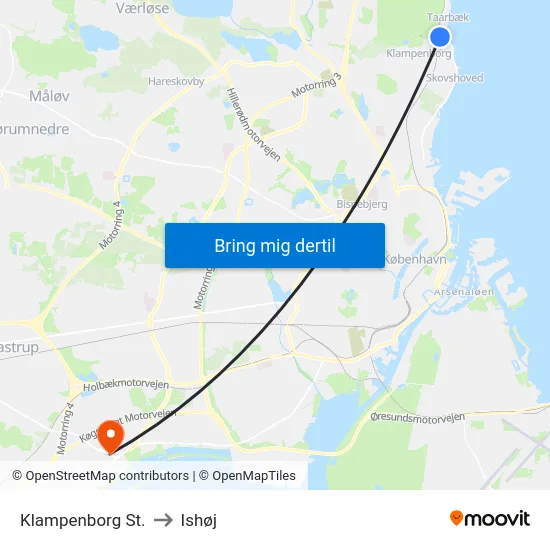 Klampenborg St. to Ishøj map