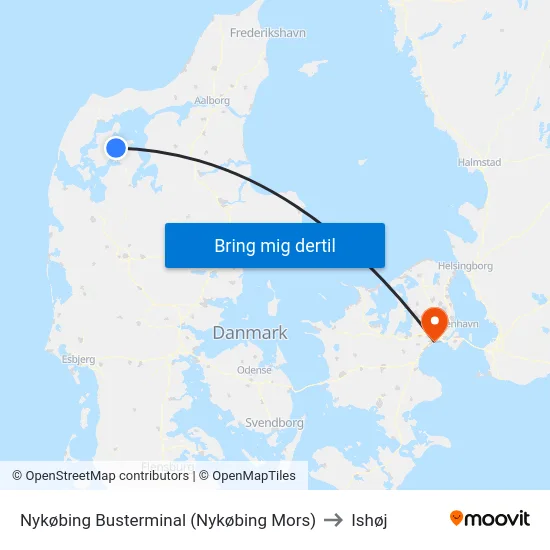 Nykøbing Busterminal (Nykøbing Mors) to Ishøj map