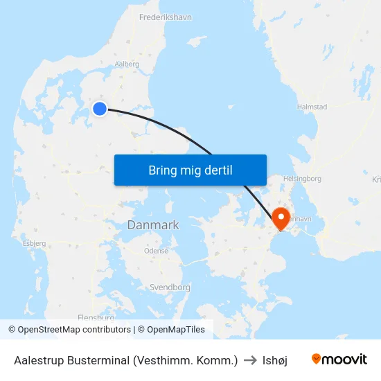 Aalestrup Busterminal (Vesthimm. Komm.) to Ishøj map