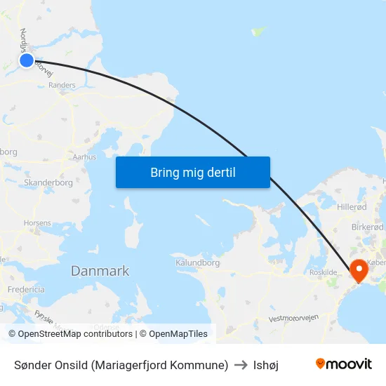 Sønder Onsild (Mariagerfjord Kommune) to Ishøj map