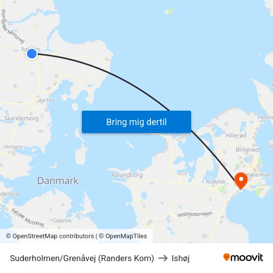 Suderholmen/Grenåvej (Randers Kom) to Ishøj map
