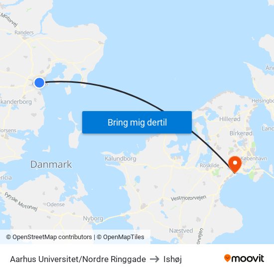 Aarhus Universitet/Ndr. Ringgade to Ishøj map