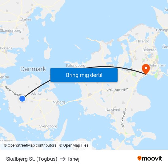 Skalbjerg St. (Togbus) to Ishøj map