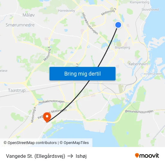 Vangede St. (Ellegårdsvej) to Ishøj map