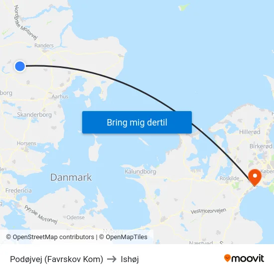 Podøjvej (Favrskov Kom) to Ishøj map