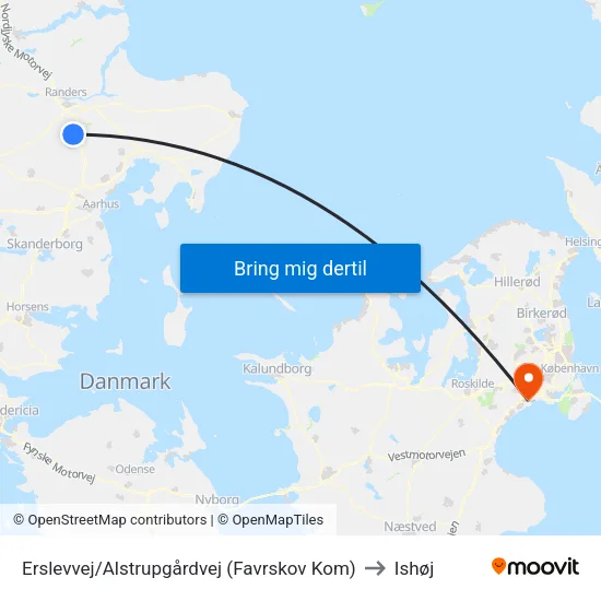 Erslevvej/Alstrupgårdvej (Favrskov Kom) to Ishøj map