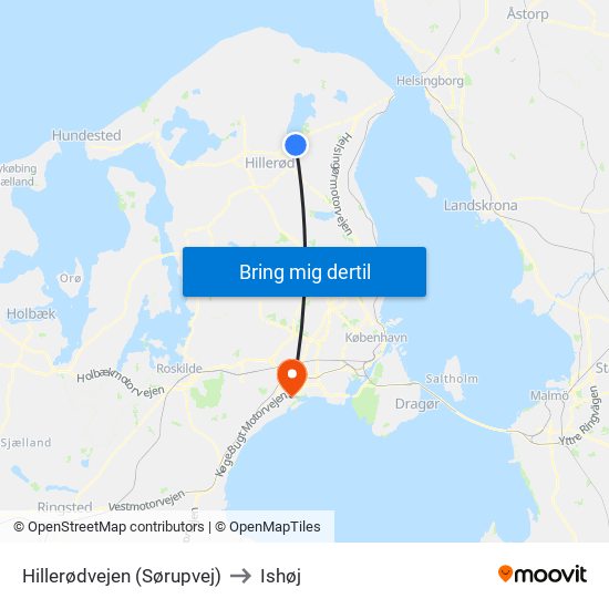 Hillerødvejen (Sørupvej) to Ishøj map