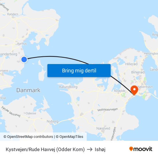 Kystvejen/Rude Havvej (Odder Kom) to Ishøj map