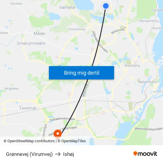 Grønnevej (Virumvej) to Ishøj map