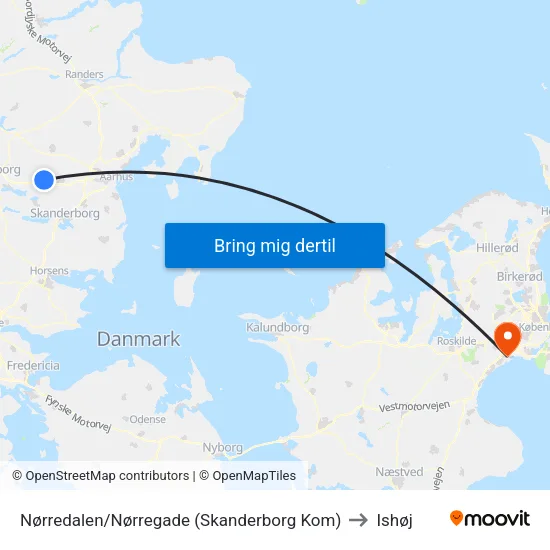 Nørredalen/Nørregade (Skanderborg Kom) to Ishøj map