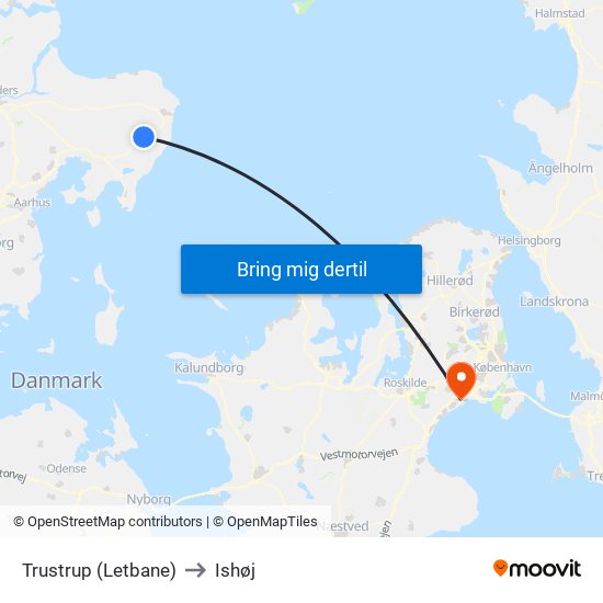 Trustrup (Letbane) to Ishøj map