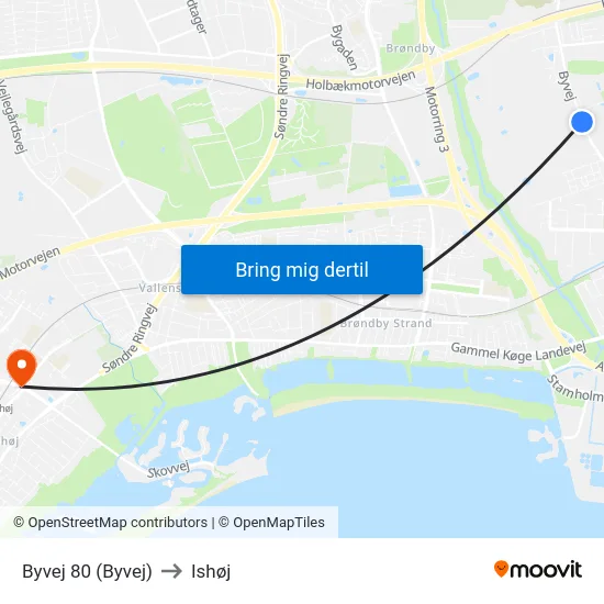 Byvej 80 (Byvej) to Ishøj map