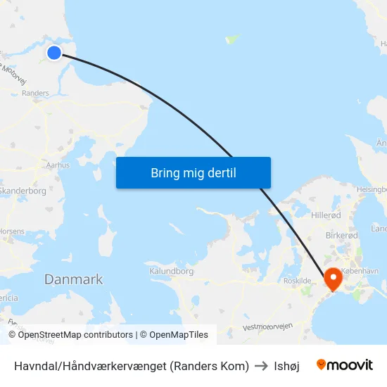 Havndal/Håndværkervænget (Randers Kom) to Ishøj map