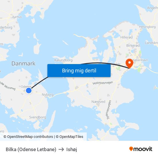 Bilka (Odense Letbane) to Ishøj map