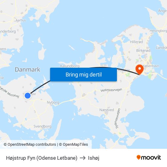 Højstrup Fyn (Odense Letbane) to Ishøj map