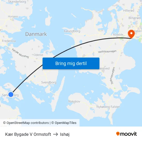Kær Bygade V Ormstoft to Ishøj map