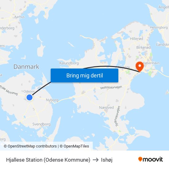 Hjallese Station (Odense Kommune) to Ishøj map