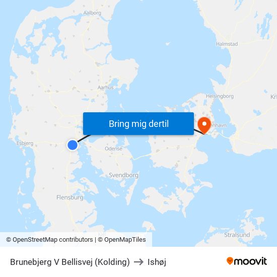 Brunebjerg V Bellisvej (Kolding) to Ishøj map