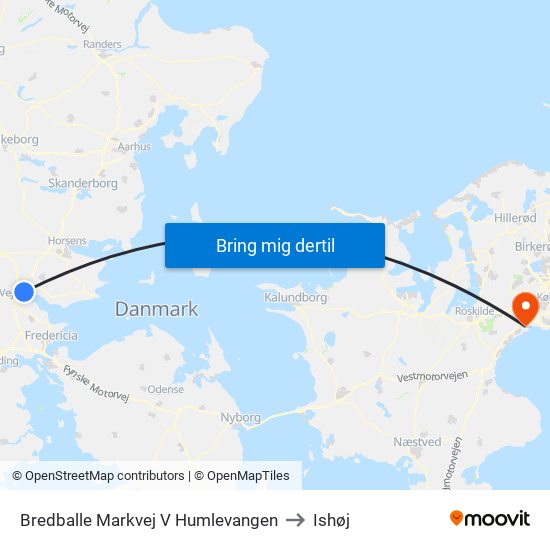 Bredballe Markvej V Humlevangen to Ishøj map