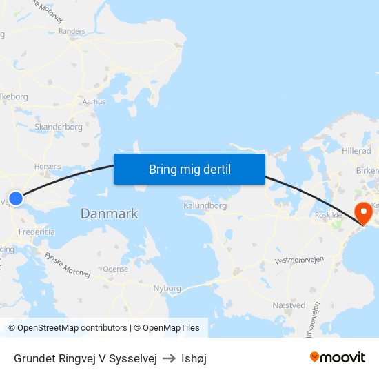 Grundet Ringvej V Sysselvej to Ishøj map