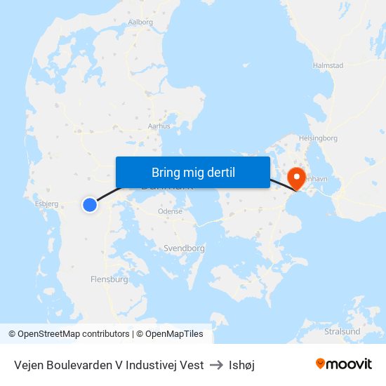 Vejen Boulevarden V Industivej Vest to Ishøj map