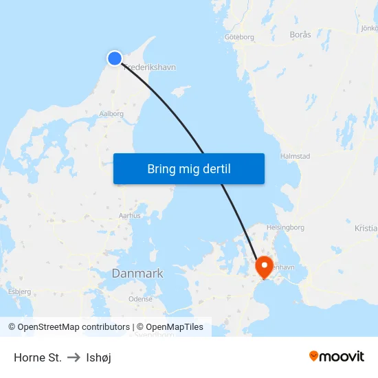 Horne St. to Ishøj map