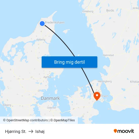 Hjørring St. to Ishøj map