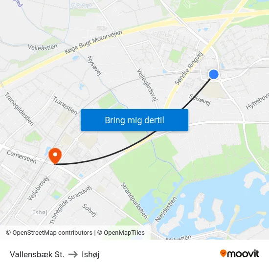 Vallensbæk St. to Ishøj map