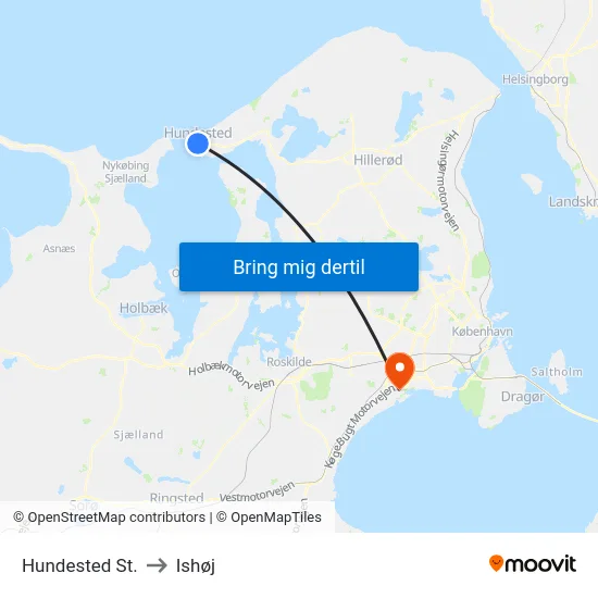 Hundested St. to Ishøj map