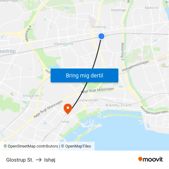 Glostrup St. to Ishøj map