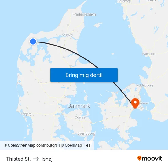 Thisted St. to Ishøj map