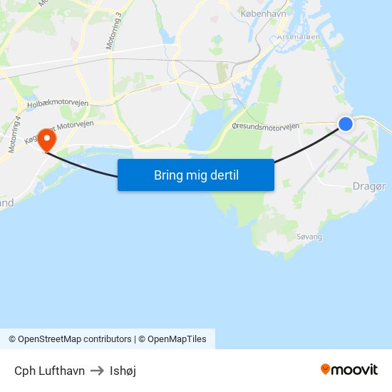 Cph Lufthavn to Ishøj map