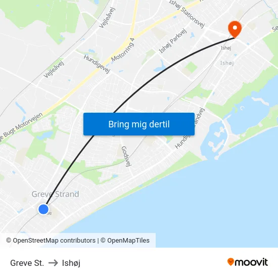 Greve St. to Ishøj map