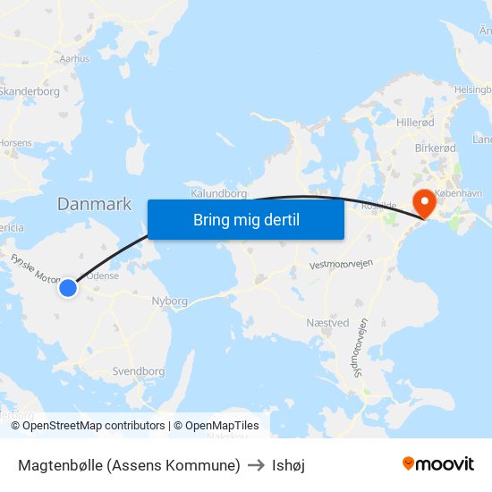 Magtenbølle (Assens Kommune) to Ishøj map