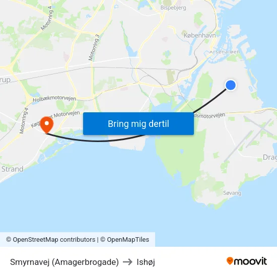 Smyrnavej (Amagerbrogade) to Ishøj map