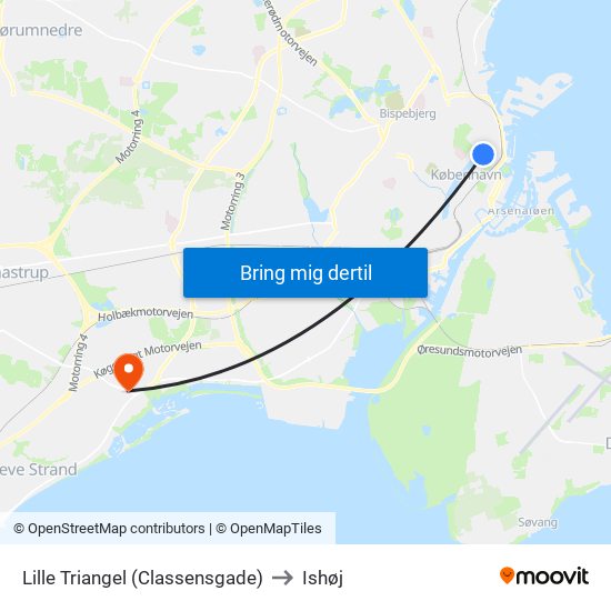 Lille Triangel (Classensgade) to Ishøj map