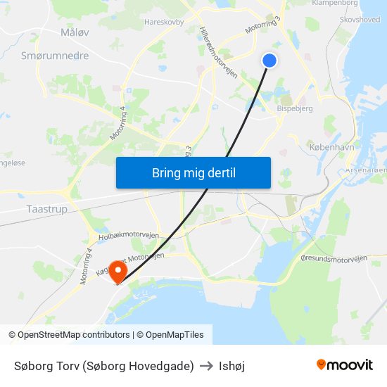 Søborg Torv (Søborg Hovedgade) to Ishøj map