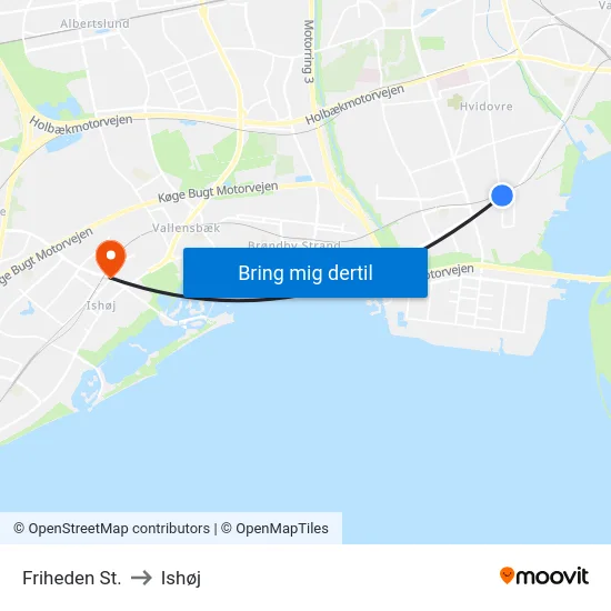 Friheden St. to Ishøj map