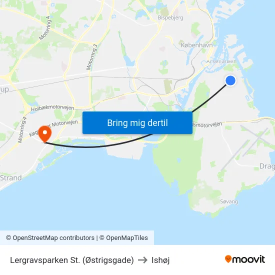 Lergravsparken St. (Østrigsgade) to Ishøj map