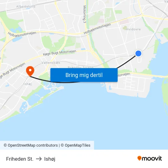 Friheden St. to Ishøj map