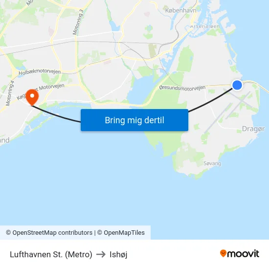 Lufthavnen St. (Metro) to Ishøj map